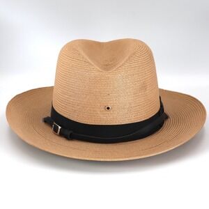 Stratton Straw Hat Self Forming Sheriff State Trooper Tan Made in USA 7 3/4